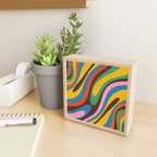 Wavy Loops Colourful Retro Abstract Pattern Blue Pink Green Orange Yellow Pink Brown Mini Art Print Gallery Image 2