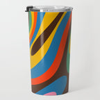 Wavy Loops Colourful Retro Abstract Pattern Blue Pink Green Orange Yellow Pink Brown Travel Mug Gallery Image 3