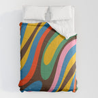 Wavy Loops Colourful Retro Abstract Pattern Blue Pink Green Orange Yellow Pink Brown Comforter Gallery Image 6