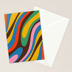 Wavy Loops Colourful Retro Abstract Pattern Blue Pink Green Orange Yellow Pink Brown Stationery Card Gallery Image 2