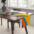 Wavy Loops Colourful Retro Abstract Pattern Blue Pink Green Orange Yellow Pink Brown Table Runner Gallery Image 2