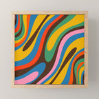 Wavy Loops Colourful Retro Abstract Pattern Blue Pink Green Orange Yellow Pink Brown Mini Art Print Gallery Image 1