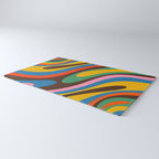 Wavy Loops Colourful Retro Abstract Pattern Blue Pink Green Orange Yellow Pink Brown Rug Gallery Image 3