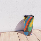 Wavy Loops Colourful Retro Abstract Pattern Blue Pink Green Orange Yellow Pink Brown Travel Mug Gallery Image 4