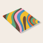 Wavy Loops Colourful Retro Abstract Pattern Blue Pink Green Orange Yellow Pink Brown Notebook Gallery Image 2