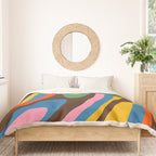 Wavy Loops Colourful Retro Abstract Pattern Blue Pink Green Orange Yellow Pink Brown Duvet Cover Gallery Image 3
