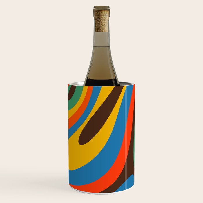 Wavy Loops Colourful Retro Abstract Pattern Blue Pink Green Orange Yellow Pink Brown Wine Chiller Gallery Image 2
