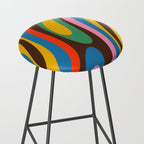 Wavy Loops Colourful Retro Abstract Pattern Blue Pink Green Orange Yellow Pink Brown Stool Gallery Image 2