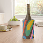 Wavy Loops Colourful Retro Abstract Pattern Blue Pink Green Orange Yellow Pink Brown Wine Chiller Gallery Image 4