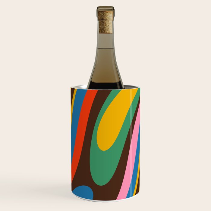 Wavy Loops Colourful Retro Abstract Pattern Blue Pink Green Orange Yellow Pink Brown Wine Chiller Gallery Image 1