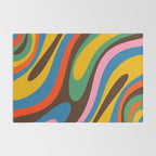 Wavy Loops Colourful Retro Abstract Pattern Blue Pink Green Orange Yellow Pink Brown Rug Gallery Image 2