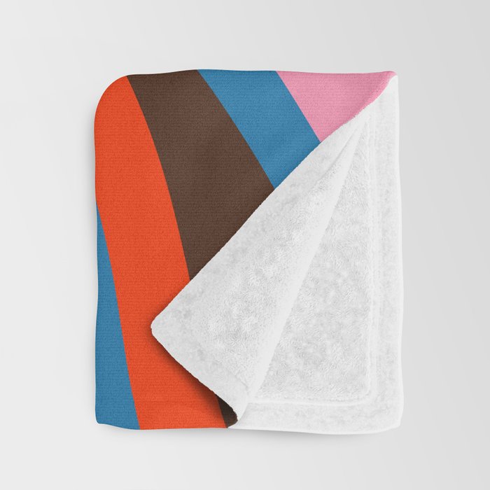 Wavy Loops Colourful Retro Abstract Pattern Blue Pink Green Orange Yellow Pink Brown Throw Blanket Gallery Image 3