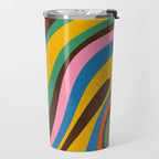 Wavy Loops Colourful Retro Abstract Pattern Blue Pink Green Orange Yellow Pink Brown Travel Mug Gallery Image 2