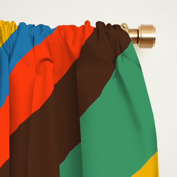 Wavy Loops Colourful Retro Abstract Pattern Blue Pink Green Orange Yellow Pink Brown Window Curtain Gallery Image 2