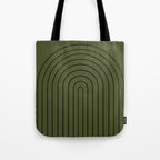 Minimal Arch XII Dark Green Modern Geometric Lines Tote Bag Gallery Image 1
