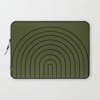 Minimal Arch XII Dark Green Modern Geometric Lines Laptop Sleeve Gallery Image 1