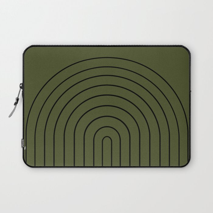 Minimal Arch XII Dark Green Modern Geometric Lines Laptop Sleeve Gallery Image 1