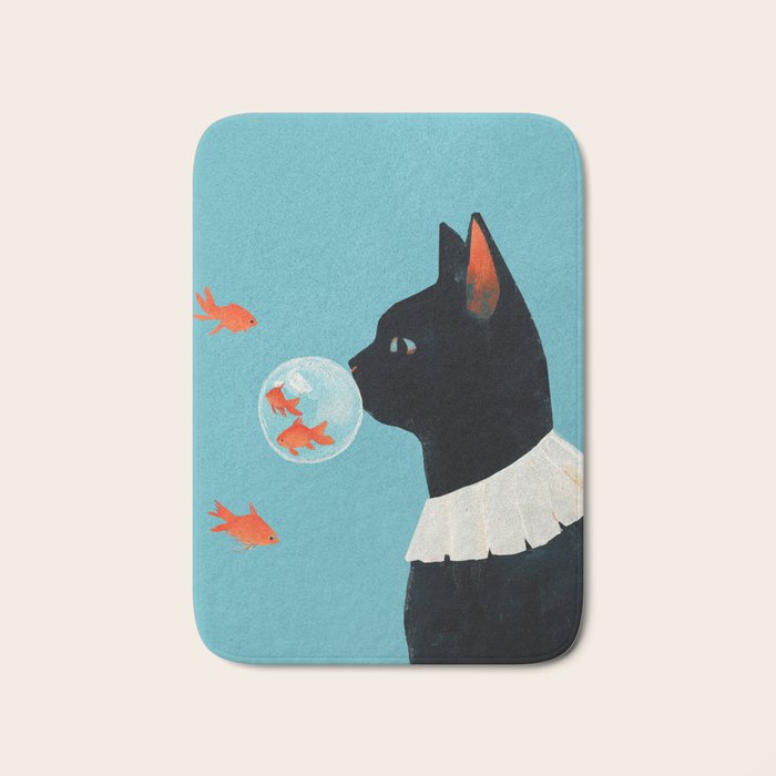 Cat and Goldfish Bath Mat Gallery Image 1