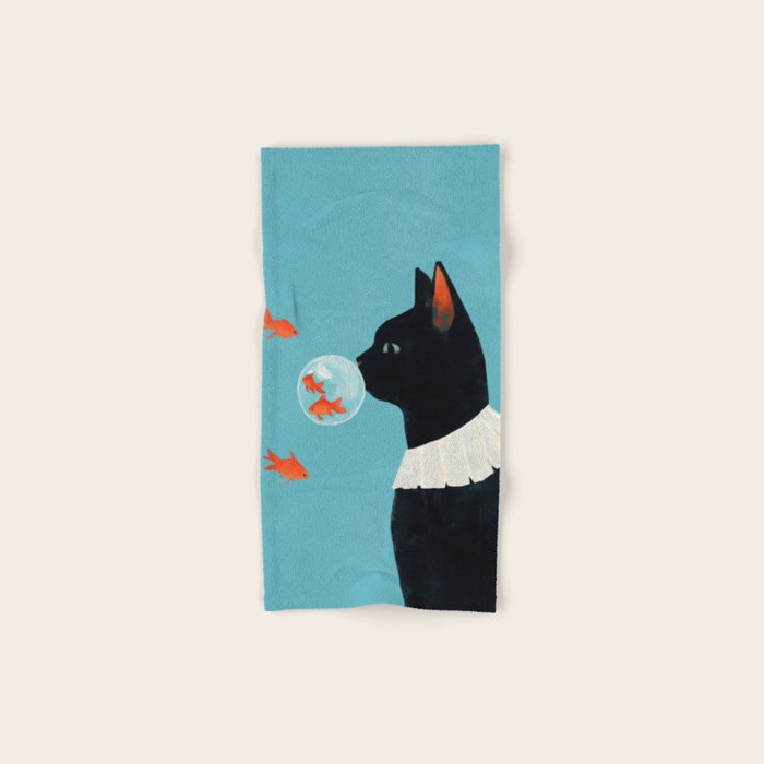 Cat and Goldfish Bath Towel Gallery Image 1