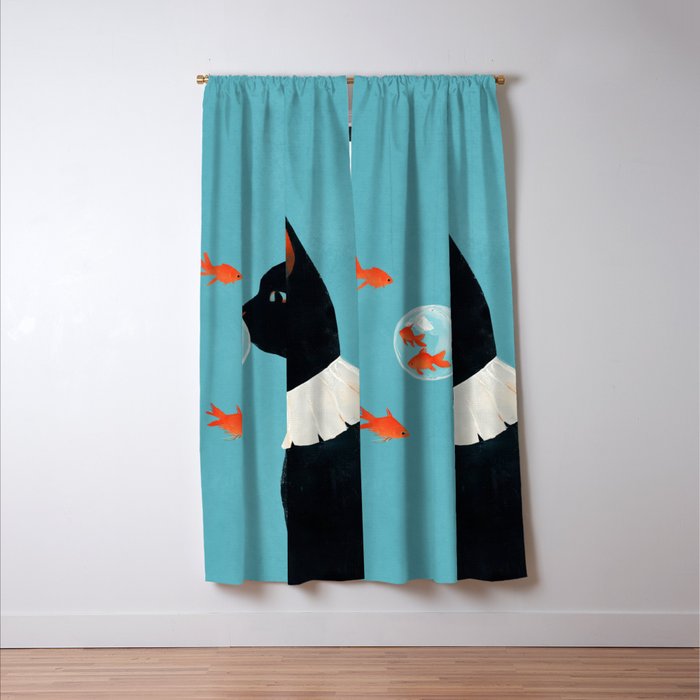 Cat and Goldfish Window Curtain Gallery Image 3