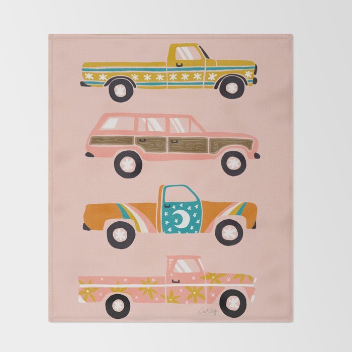 Retro Roads - Pink Palette Throw Blanket Gallery Image 2