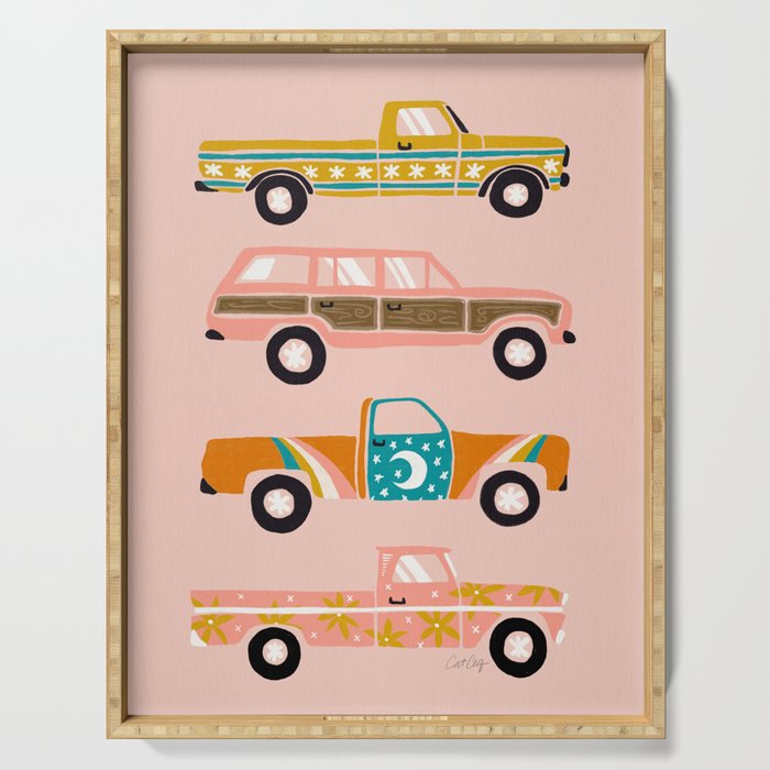 Retro Roads - Pink Palette Serving Tray Gallery Image 1