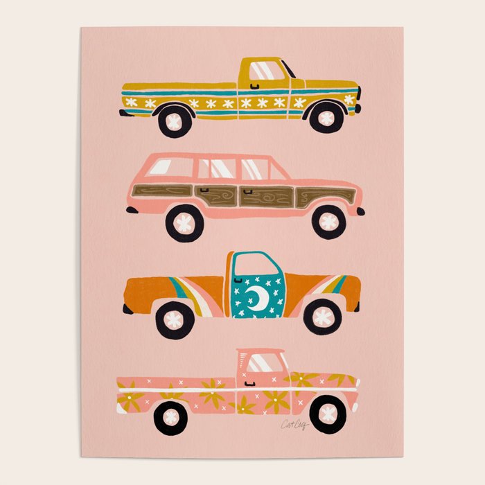 Retro Roads - Pink Palette Poster Gallery Image 1