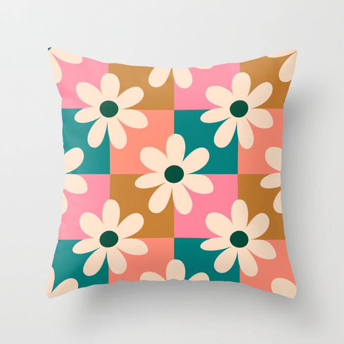Daisy checkered - colors  Throw Pillow Gallery Image 6