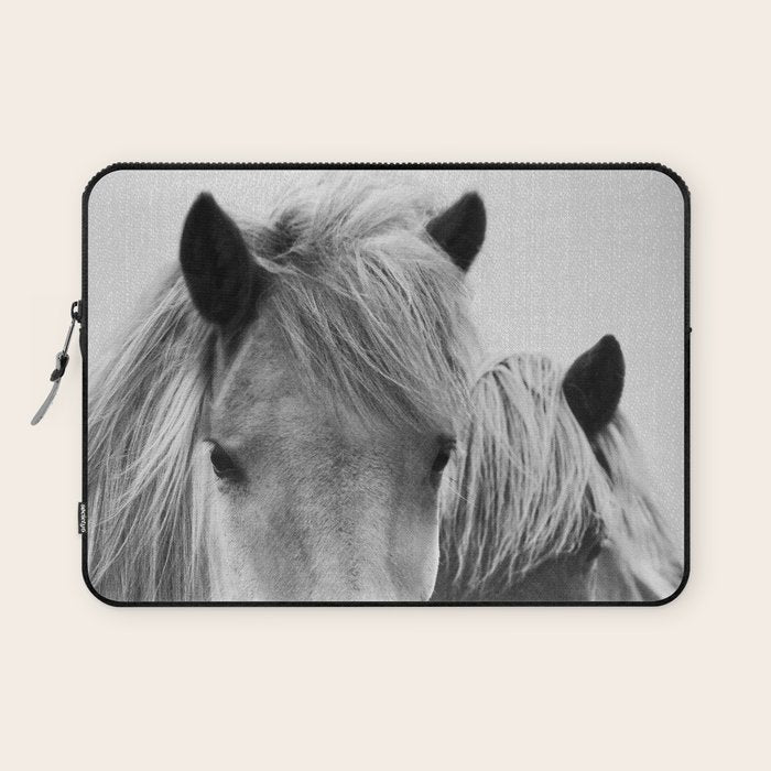 Horses - Black & White 7 Laptop Sleeve Gallery Image 1