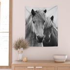 Horses - Black & White 7 Wall Tapestry Gallery Image 2