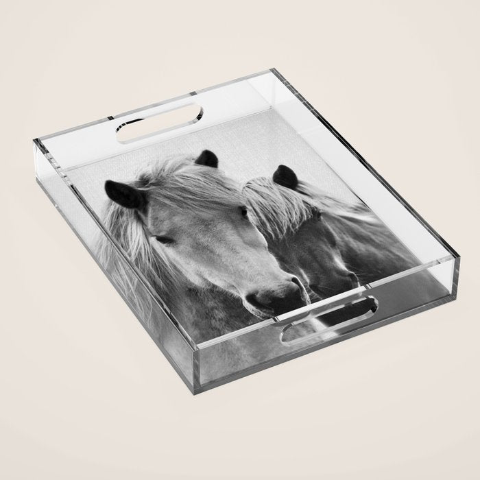 Horses - Black & White 7 Acrylic Tray Gallery Image 1