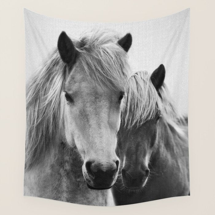 Horses - Black & White 7 Wall Tapestry Gallery Image 4