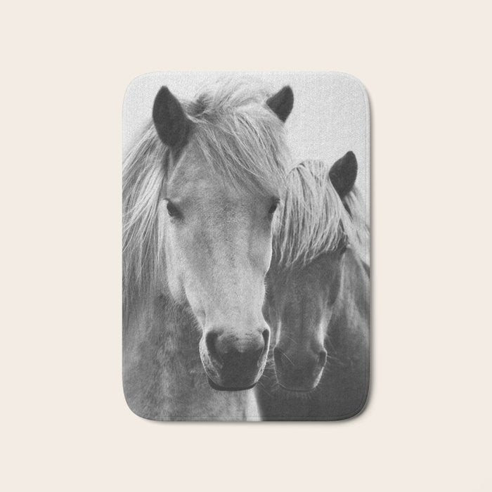 Horses - Black & White 7 Bath Mat Gallery Image 1