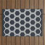 Hexagon Black Outdoor Rug Gallery Image 1