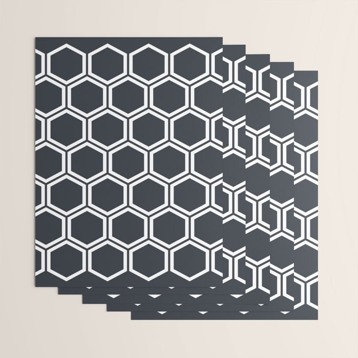Hexagon Black Wrapping Paper Gallery Image 3