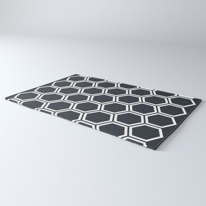 Hexagon Black Rug Gallery Image 3