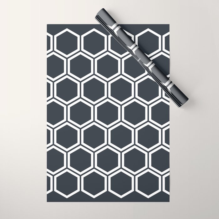 Hexagon Black Wrapping Paper Gallery Image 1