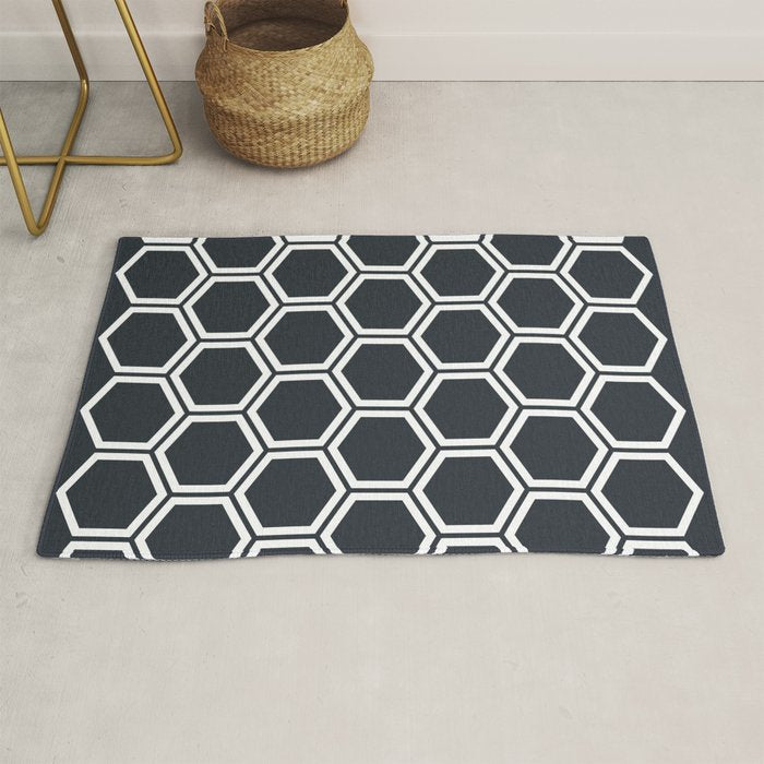 Hexagon Black Rug Gallery Image 1