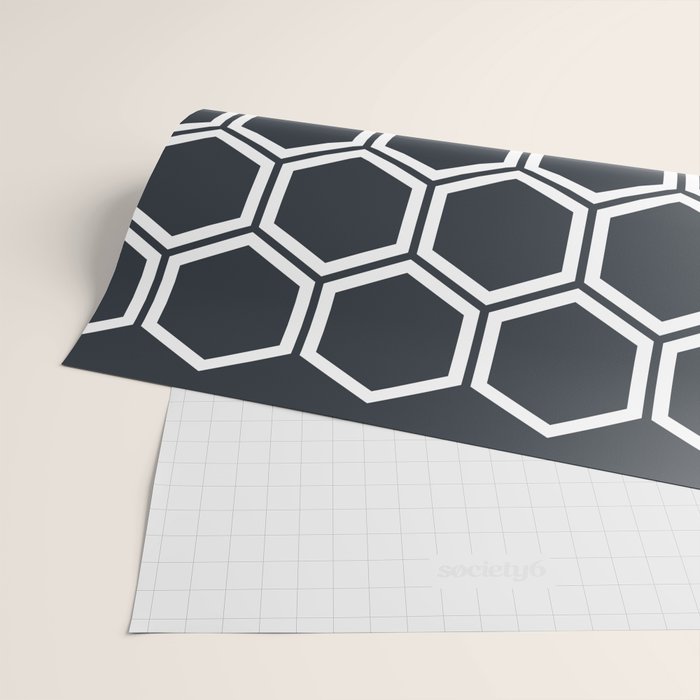 Hexagon Black Wrapping Paper Gallery Image 2