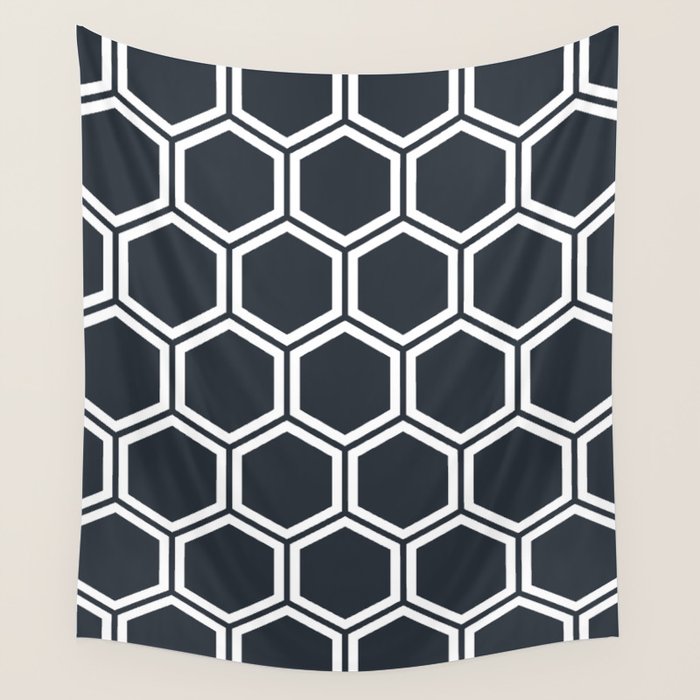 Hexagon Black Wall Tapestry Gallery Image 4