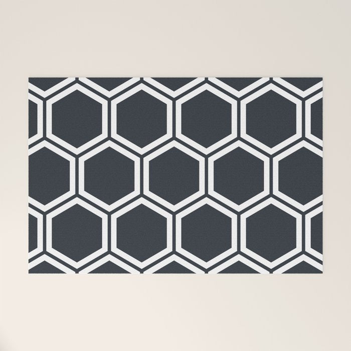 Hexagon Black Welcome Mat Gallery Image 1