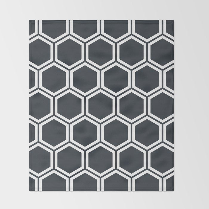 Hexagon Black Throw Blanket Gallery Image 2