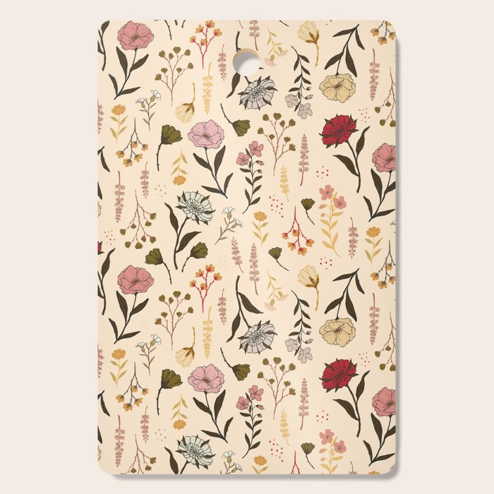 Spring Garden Flower Collection - Cream Cutting Board Gallery Image 1