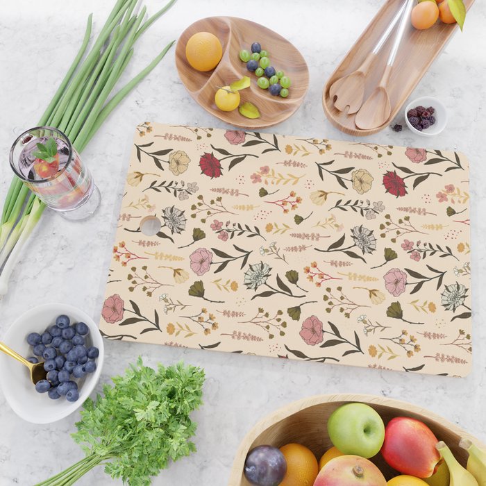 Spring Garden Flower Collection - Cream Cutting Board Gallery Image 2