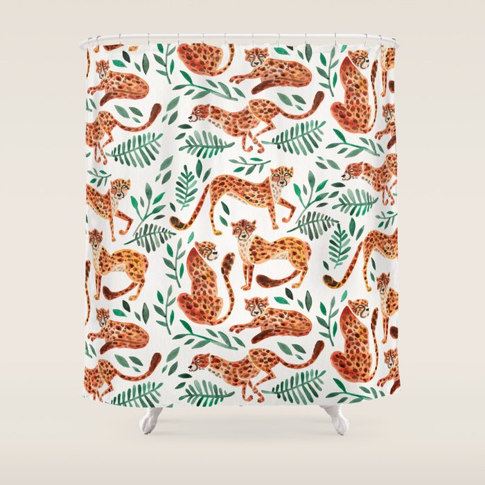 Cheetah Collection â Orange & Green Palette Shower Curtain Gallery Image 1