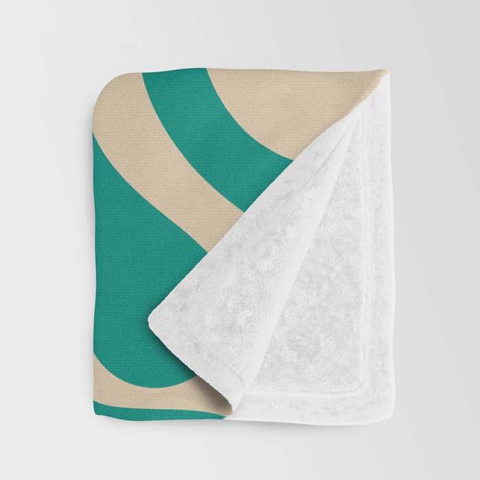 Liquid Swirl Retro Abstract Pattern in Mid Mod Turquoise Teal and Beige Throw Blanket Gallery Image 3