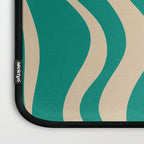Liquid Swirl Retro Abstract Pattern in Mid Mod Turquoise Teal and Beige Laptop Sleeve Gallery Image 3