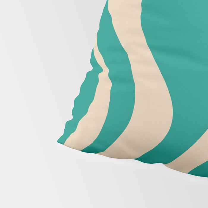 Liquid Swirl Retro Abstract Pattern in Mid Mod Turquoise Teal and Beige Pillow Sham Gallery Image 4