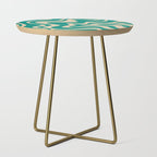 Liquid Swirl Retro Abstract Pattern in Mid Mod Turquoise Teal and Beige Side Table Gallery Image 1