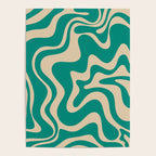Liquid Swirl Retro Abstract Pattern in Mid Mod Turquoise Teal and Beige Poster Gallery Image 4